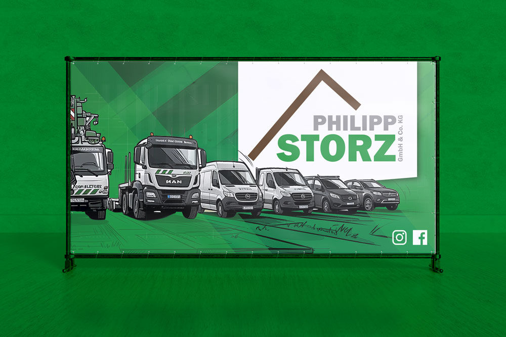 Gestaltung und Druck Bauzaunbanner Ansicht