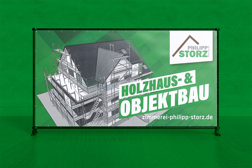 Gestaltung und Druck Bauzaunbanner Ansicht