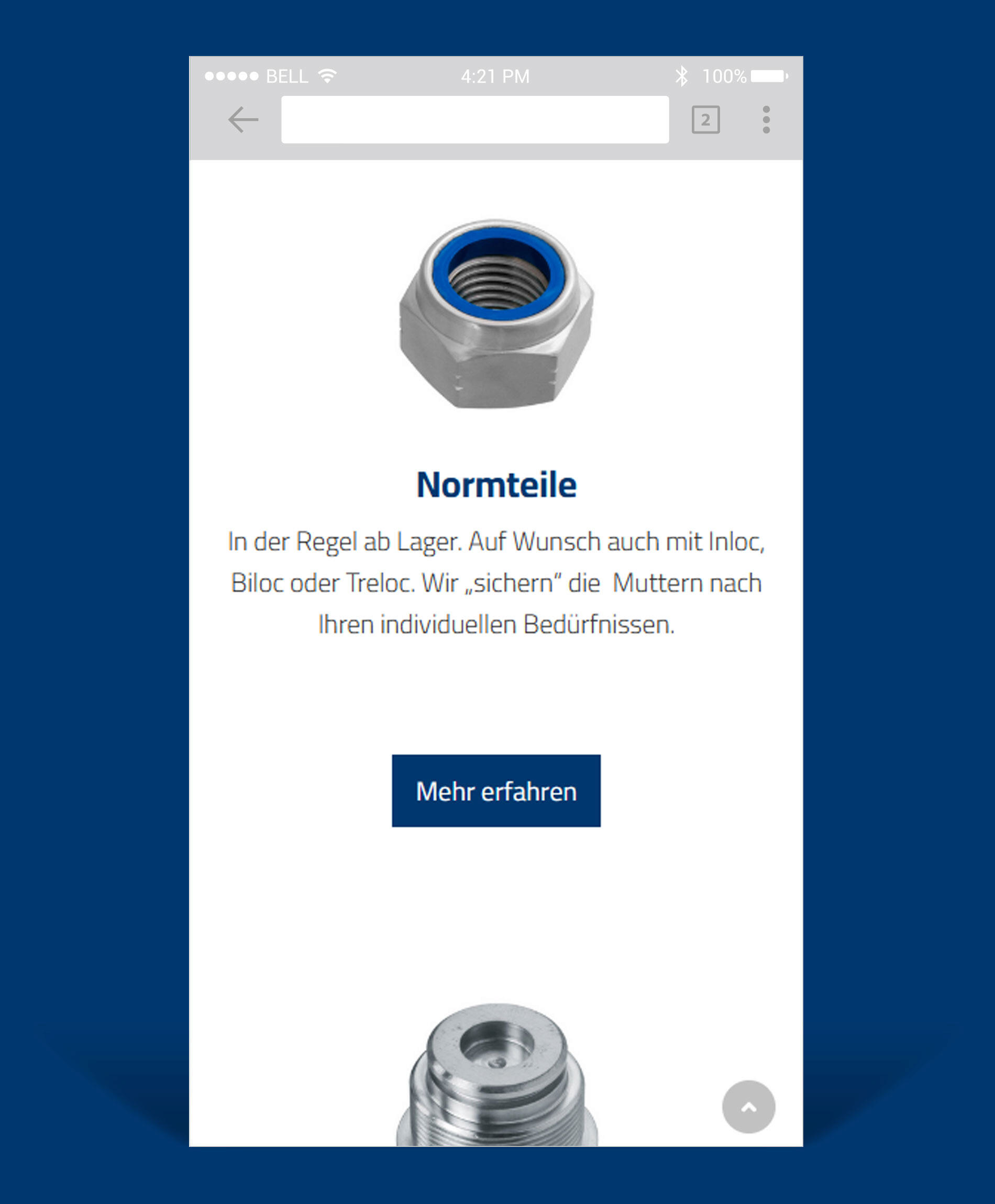 Mobile Ansicht Webseite