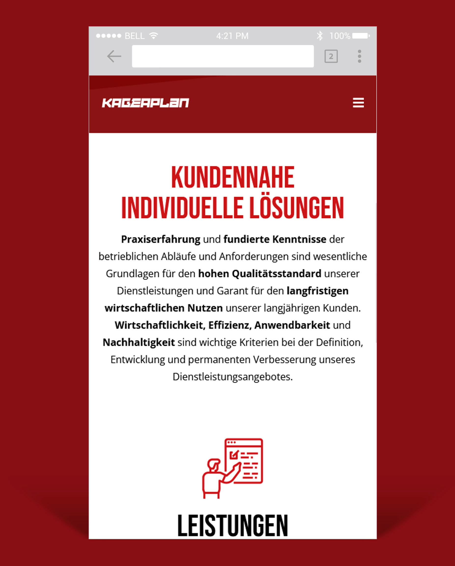 Mobile Ansicht Webseite